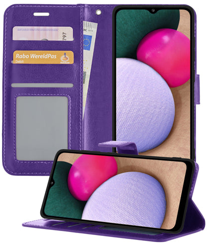 Samsung A02s Hoesje Bookcase Cover met Kaarthouder - Paars