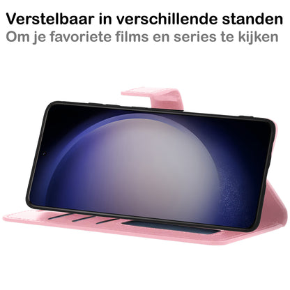 Samsung S23 Hoesje Bookcase Cover met Kaarthouder - Lichtroze