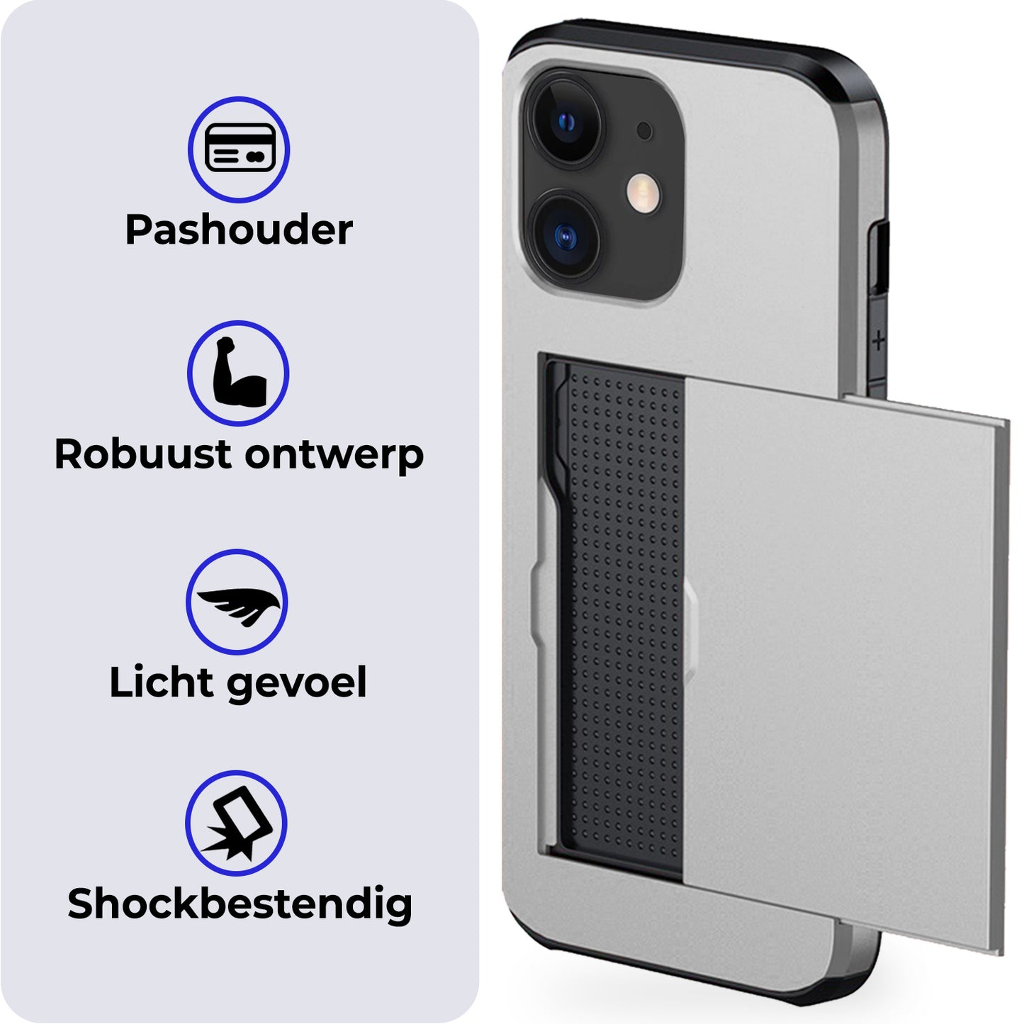 iPhone 11 Hard Case Met Pashouder - Grijs