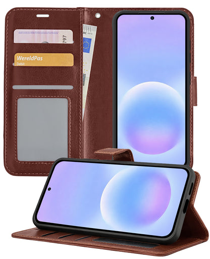 Samsung A57 Hoesje Bookcase Cover met Kaarthouder - Bruin