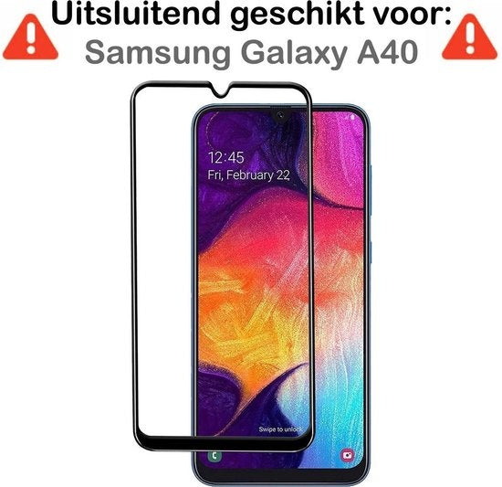 Samsung A40 Screenprotector Full Cover Tempered Glass