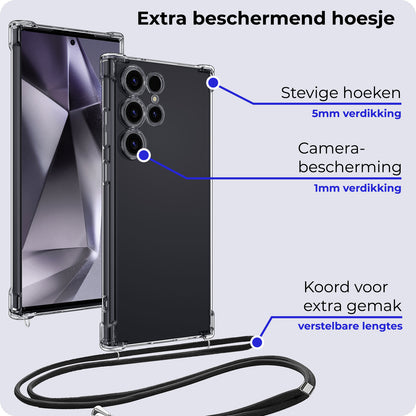 Samsung S24 Ultra Hoesje met Koord Siliconen - Transparant