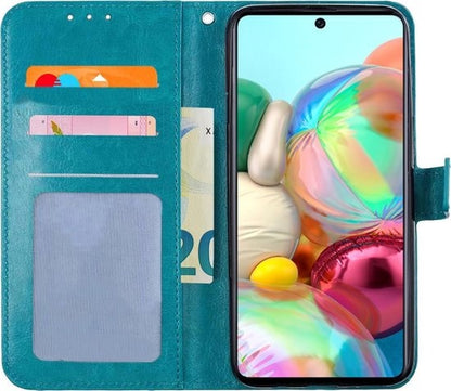 Samsung A71 Hoesje Bookcase Cover met Kaarthouder - Turquoise