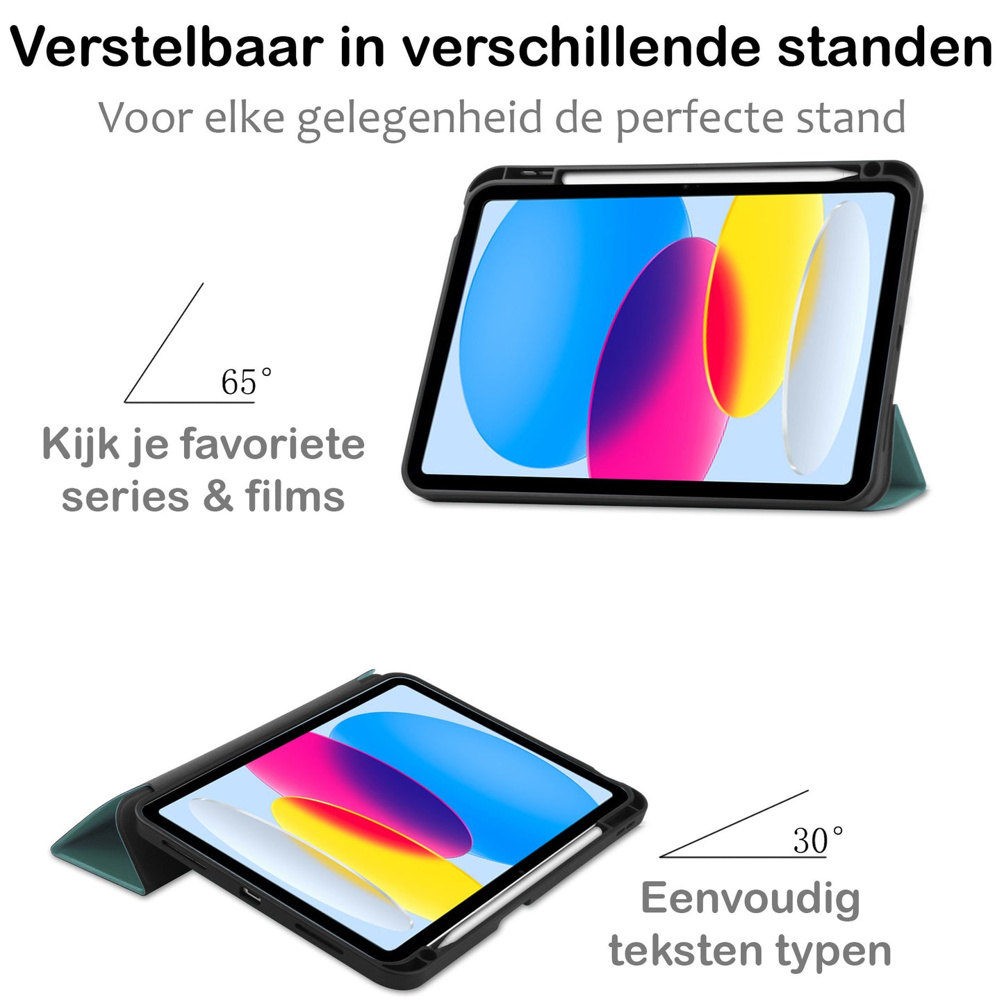 iPad 2022 Hoesje Book Case Met Apple Pencil Uitsparing - Donkergroen