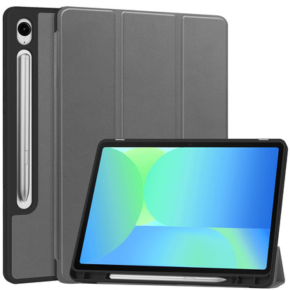 Samsung Galaxy Tab S10 FE Trifold Bookcase Hoes met Penhouder voor S Pen - Grijs