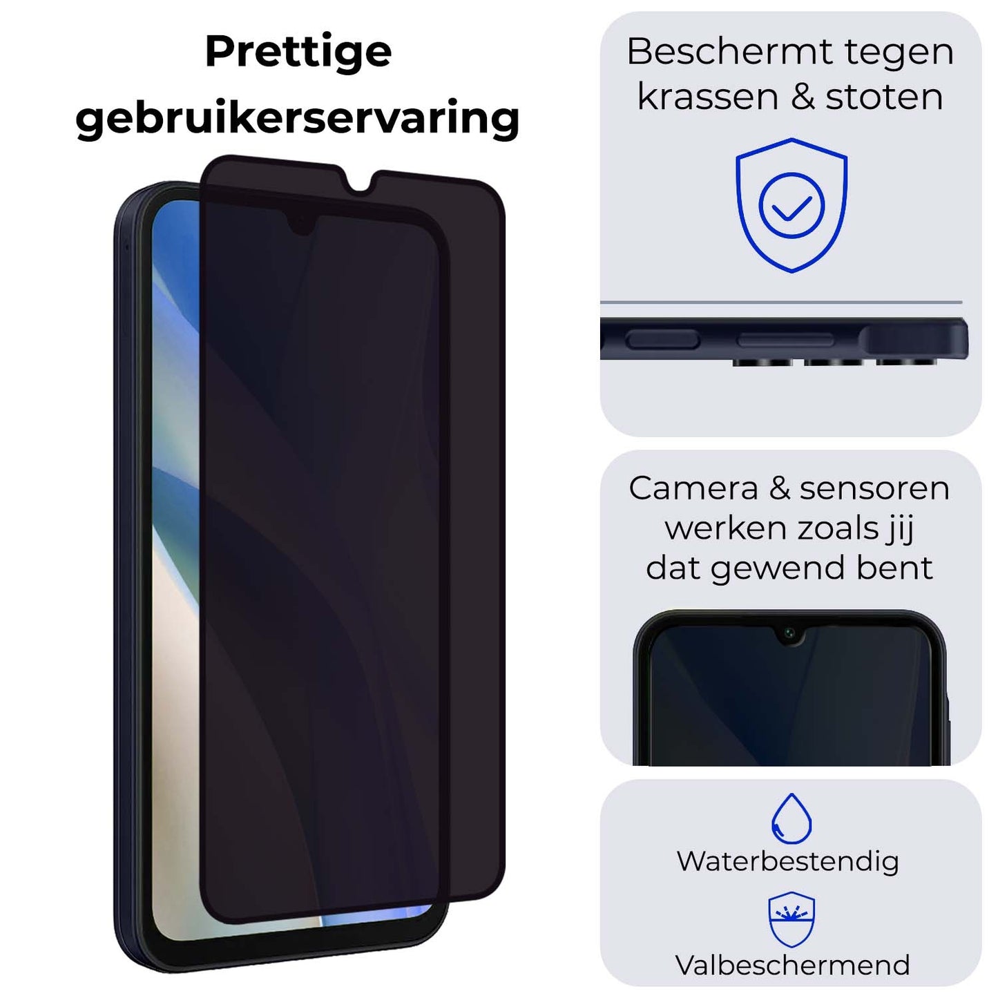 Samsung A15 Screenprotector Privacy Tempered Glass