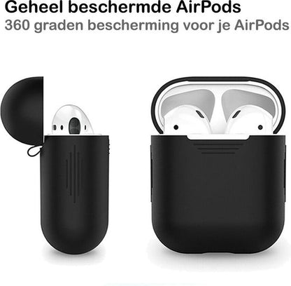 AirPods 1 Hoesje Siliconen met Clip - Zwart