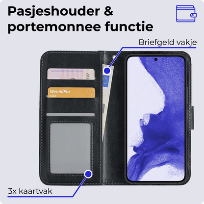 Samsung S22 Plus Hoesje Bookcase Cover Uitneembaar - Zwart