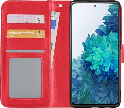 Samsung S20 FE Hoesje Bookcase Cover met Kaarthouder - Rood
