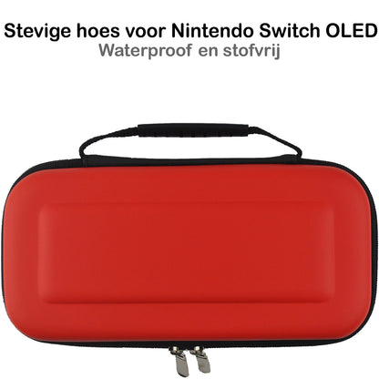 Nintendo Switch OLED Hard Cover Hoes met Spellen ruimte -Rood