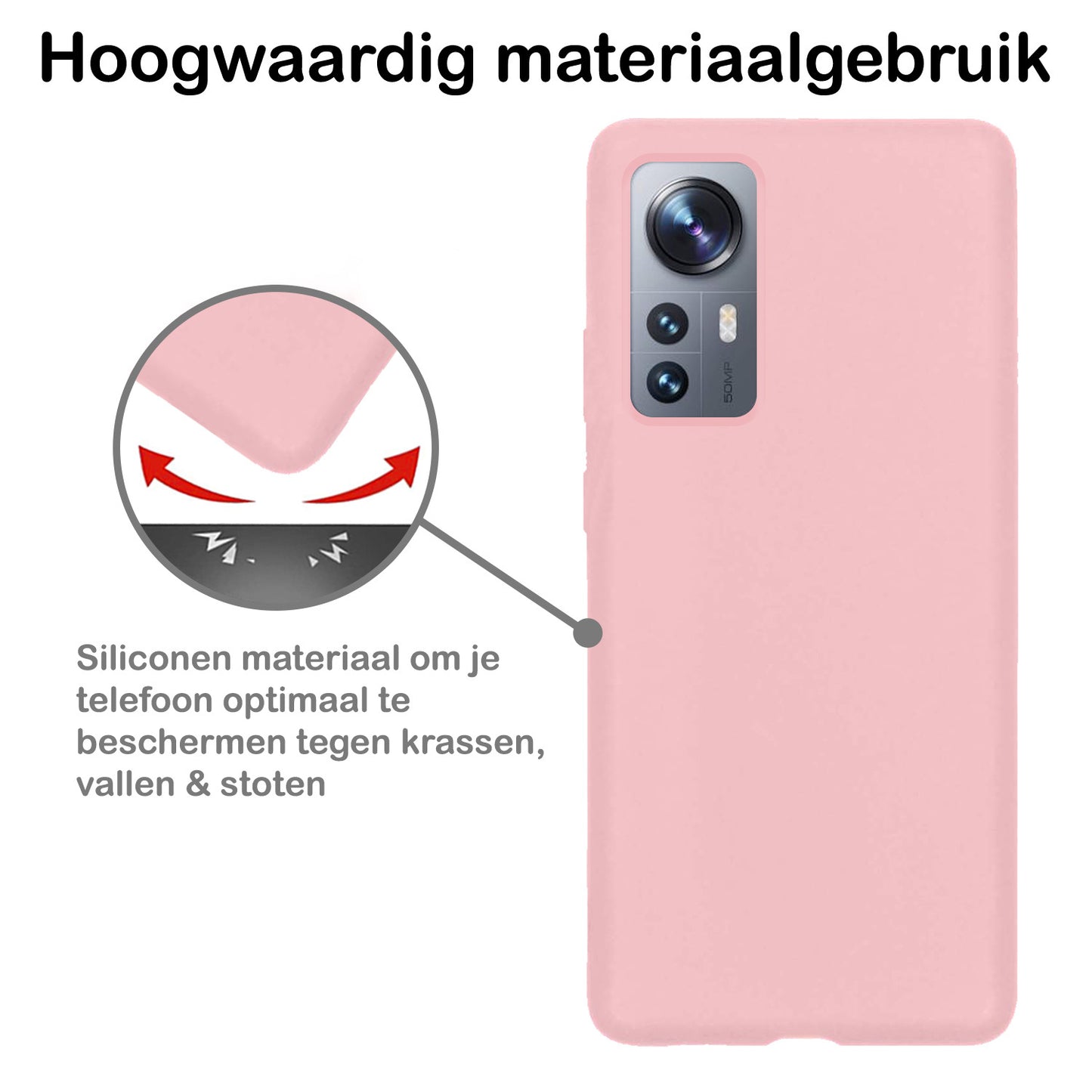 Xiaomi 12 Pro Hoesje Siliconen - Lichtroze