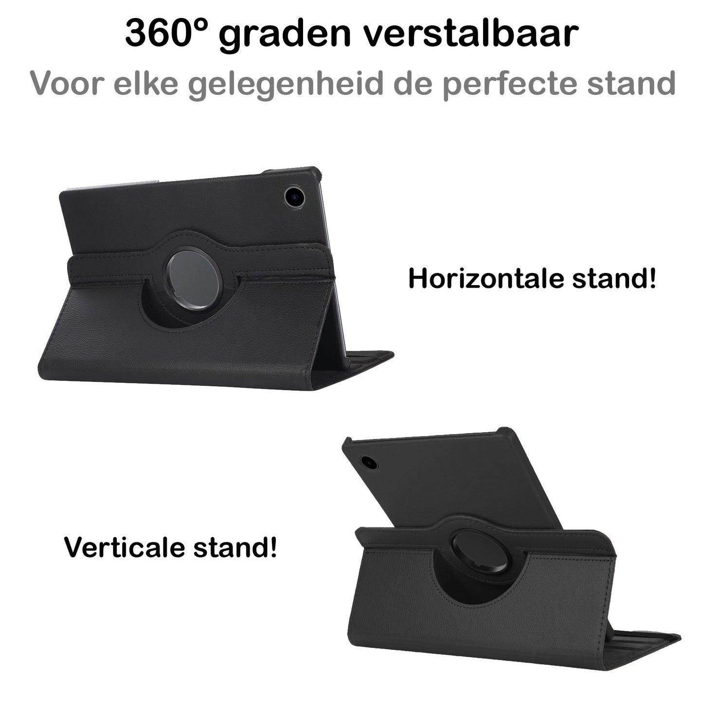 Samsung Galaxy Tab A8 Hoesje 360ðð Draaibare Book Case Kunstleer - Zwart