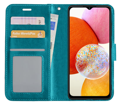 Samsung A14 Hoesje Bookcase Cover met Kaarthouder - Turquoise