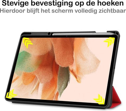 Samsung Galaxy Tab S7 FE Tablethoes Smcpen Met Screenprotector - Rood