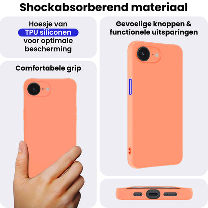 iPhone 16e Hoesje Siliconen Backcover Lichtgewicht - Perzik