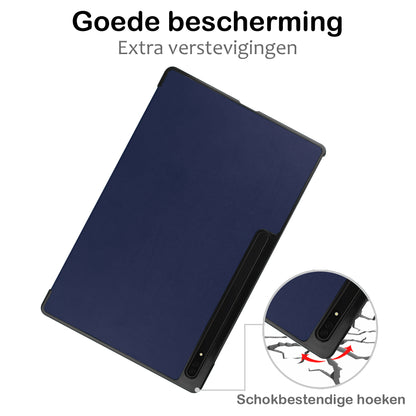 Samsung Galaxy Tab S9 Ultra Trifold Bookcase Hoes met Penhouder voor S Pen - Donkerblauw