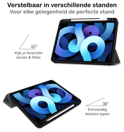iPad Air 2022 Trifold Bookcase Hoes met Penhouder voor Apple Pen - Grijs