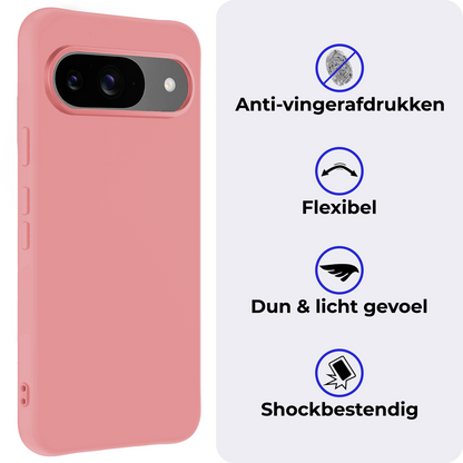 Google Pixel 9 Hoesje Siliconen Backcover Lichtgewicht - Lichtroze
