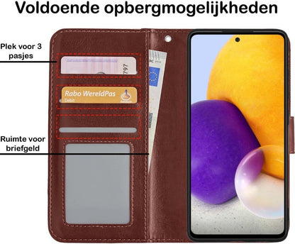 Samsung A72 5G Hoesje Bookcase Cover met Kaarthouder - Bruin