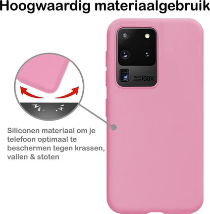 Samsung S20 Ultra Hoesje Siliconen Backcover Lichtgewicht - Lichtroze