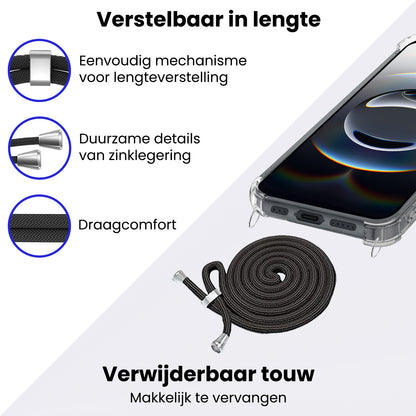 iPhone 16e Hoesje met Koord Backcover Shockproof - Transparant