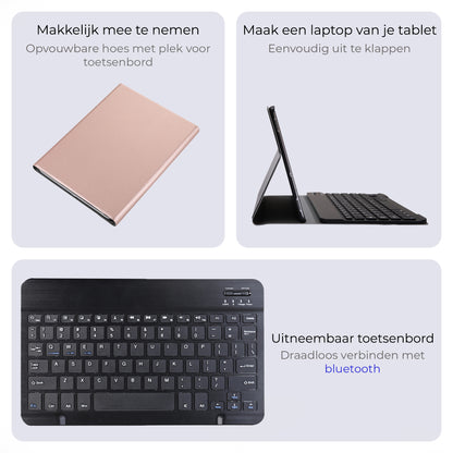 Samsung Galaxy Tab A9 Toetsenbord Hoes met Uitneembaar toetsenbord - Rosé goud