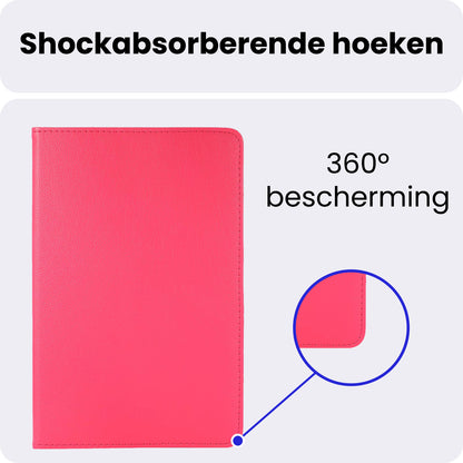 Samsung Galaxy Tab A9 Plus Trifold Bookcase Hoes 360 Graden Draaibaar - Donkerroze