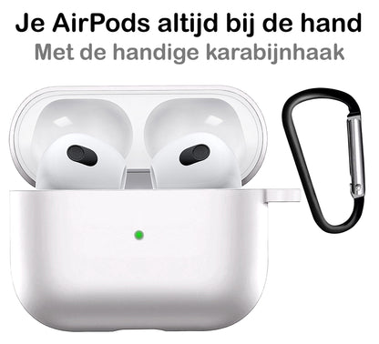 AirPods 3 Hoesje Siliconen met Clip - Wit