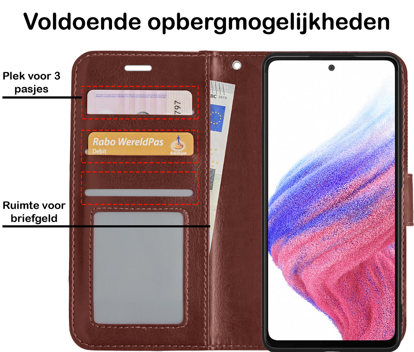 Samsung A53 Hoesje Book Case Kunstleer - Bruin