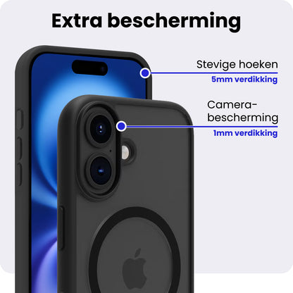 iPhone 16 Hoesje Geschikt voor Magsafe Backcover Shockproof - Zwart