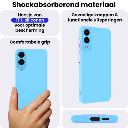 Samsung S25 Edge Hoesje Siliconen Backcover Lichtgewicht - Lichtblauw