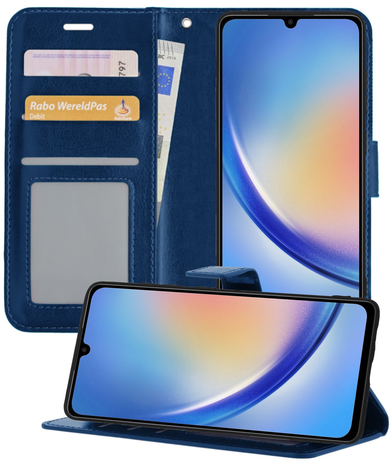 Samsung A34 Hoesje Book Case Kunstleer - Donkerblauw