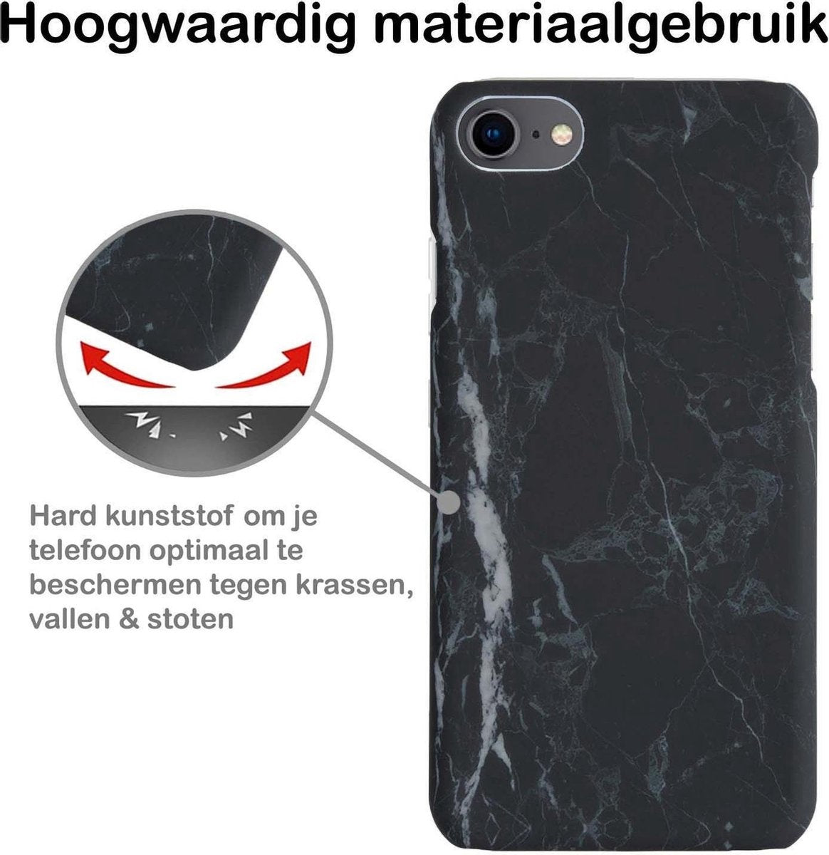 iPhone SE 2020 Hoesje Marmer - Zwart