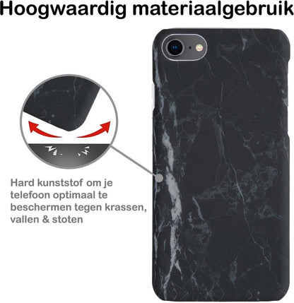 iPhone SE 2020 Hoesje Marmer - Zwart