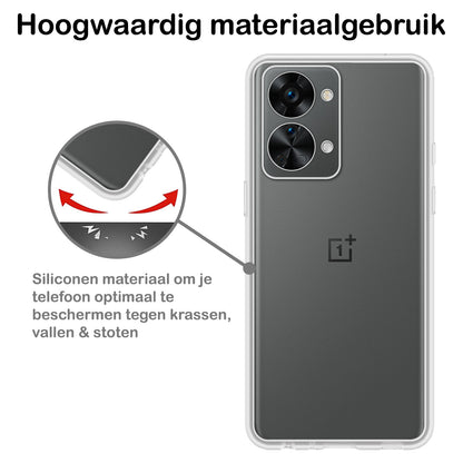 OnePlus Nord 2T Hoesje Siliconen Backcover Lichtgewicht - Transparant