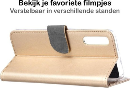 Samsung Galaxy A50 Hoesje Bookcase Cover met Kaarthouder - Goud