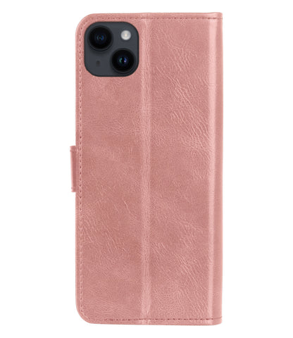 iPhone 15 Hoesje Bookcase Cover met Kaarthouder - Rosé goud
