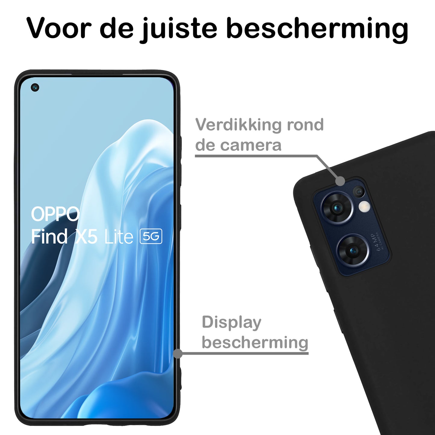 OPPO Find X5 Lite Hoesje Siliconen - Zwart