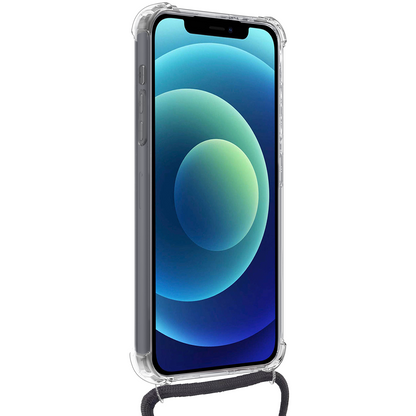 iPhone 12 Mini Hoesje Kaarthouder met Koord Backcover Shockproof - Transparant