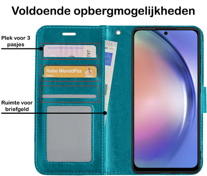 Samsung A54 Hoesje Bookcase Cover met Kaarthouder - Turquoise