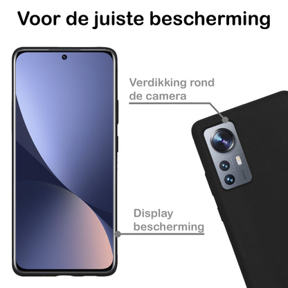 Xiaomi 12 Pro Hoesje Siliconen Backcover Lichtgewicht - Zwart