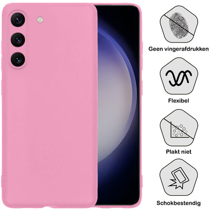 Samsung S23 Hoesje Siliconen Backcover Lichtgewicht - Roze