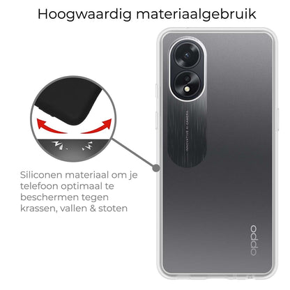 OPPO A18 Hoesje Siliconen Backcover Lichtgewicht - Transparant