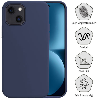 iPhone 15 Hoesje Siliconen Backcover Lichtgewicht - Donkerblauw