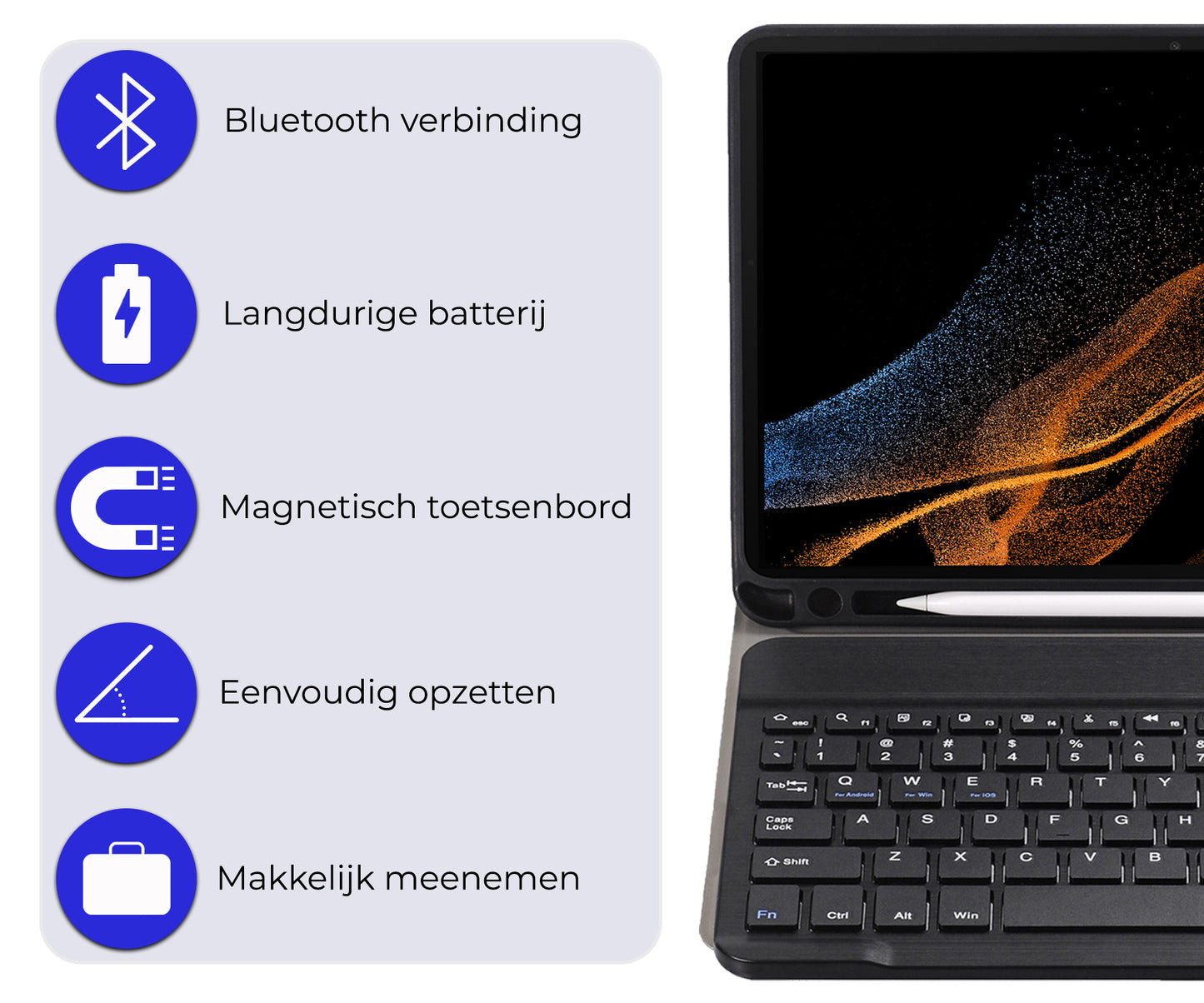 Samsung Galaxy Tab S9 Ultra Hoesje Toetsenbord Case Kunstleer - Zwart