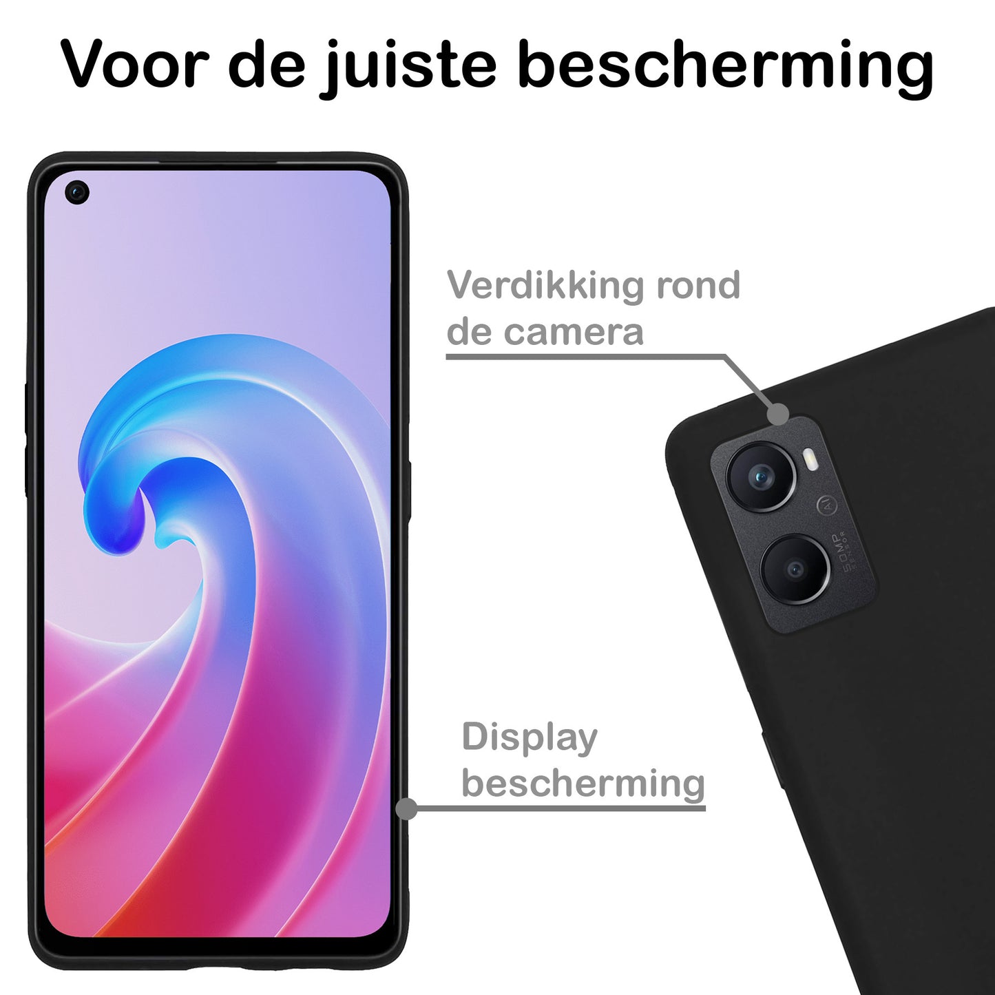 OPPO A76 Hoesje Siliconen - Zwart