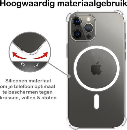 iPhone 12 Pro Max Hoesje Geschikt voor Magsafe Backcover Shockproof - Transparant