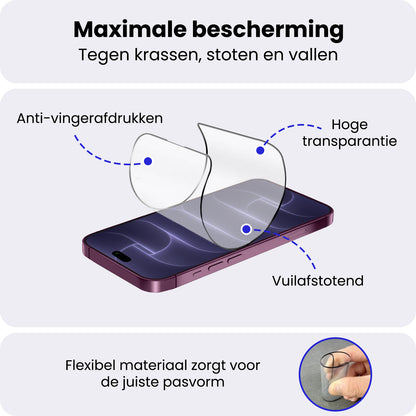 iPhone 18 Pro Screenprotector Flexibel Glas met Installatieframe