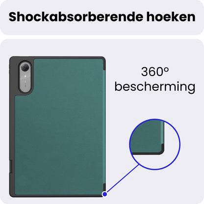 Lenovo Idea Tab Pro Gen 2 Trifold Bookcase Hoes met Penhouder Lenovo Pen - Donkergroen