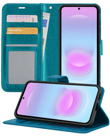 Samsung A37 Hoesje Bookcase Cover met Kaarthouder - Turquoise